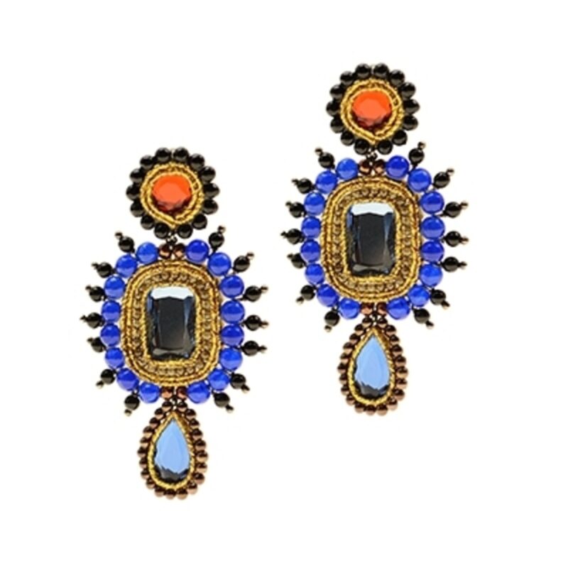 925 Silver Earrings. Lapis Lazuli & Quartz-0