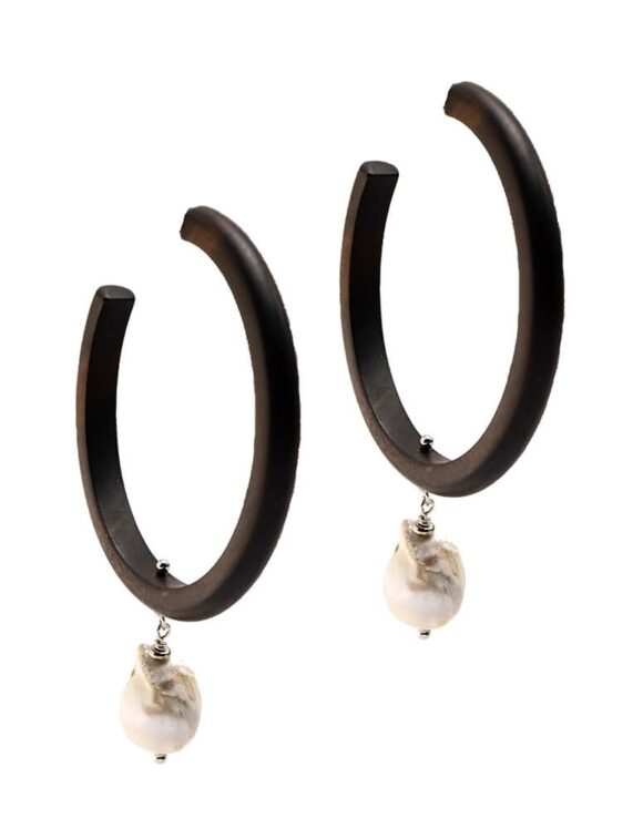 Silver Earrings 925 with Ebony. -0