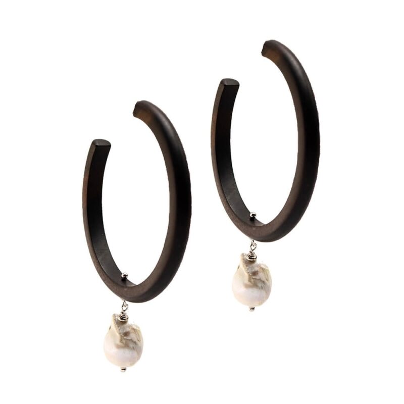 Silver Earrings 925 with Ebony. -0
