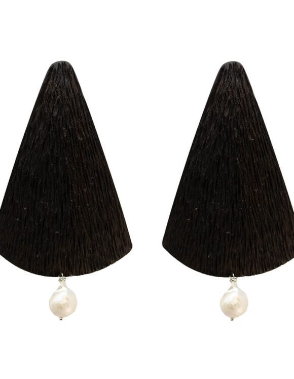 Silver Earrings 925 with Ebony. -0