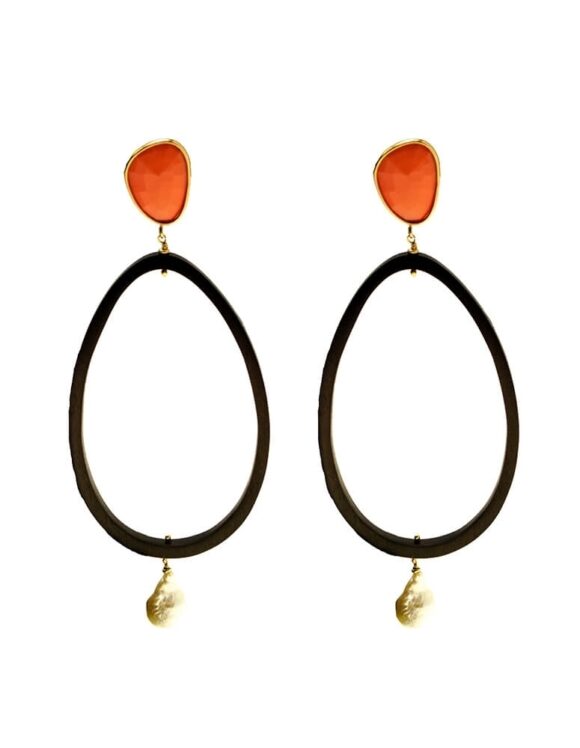 Silver Earrings 925 with Coral. -0