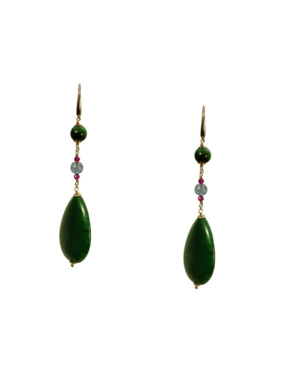 Silver Earrings 925, Jade-0