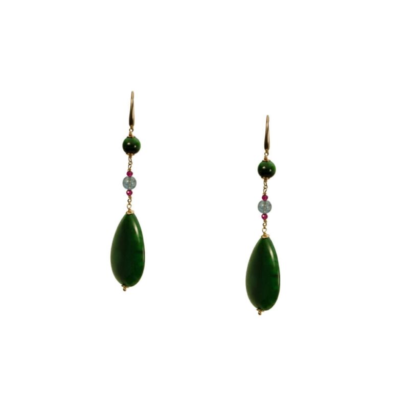 Silver Earrings 925, Jade-0