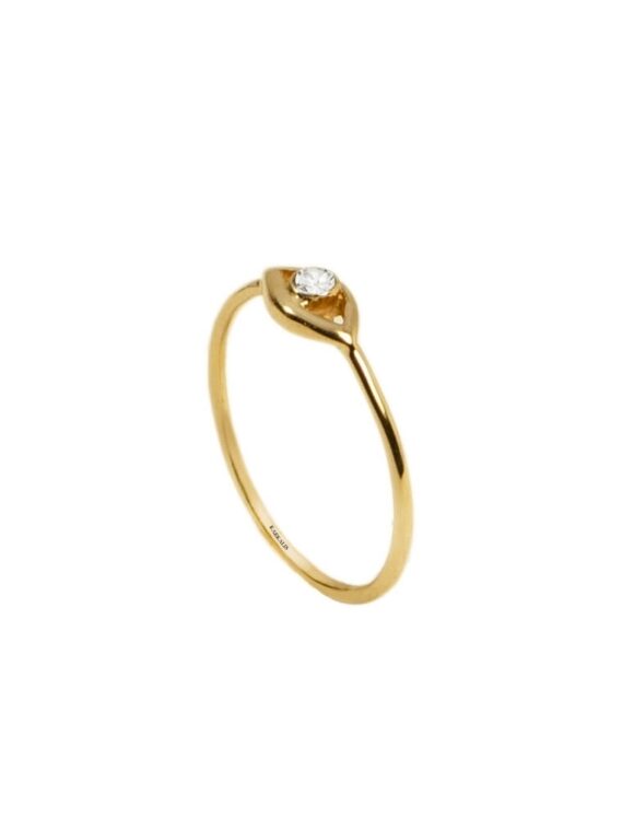 Gold Ring K18, Diamonds 0.03 ct. -0