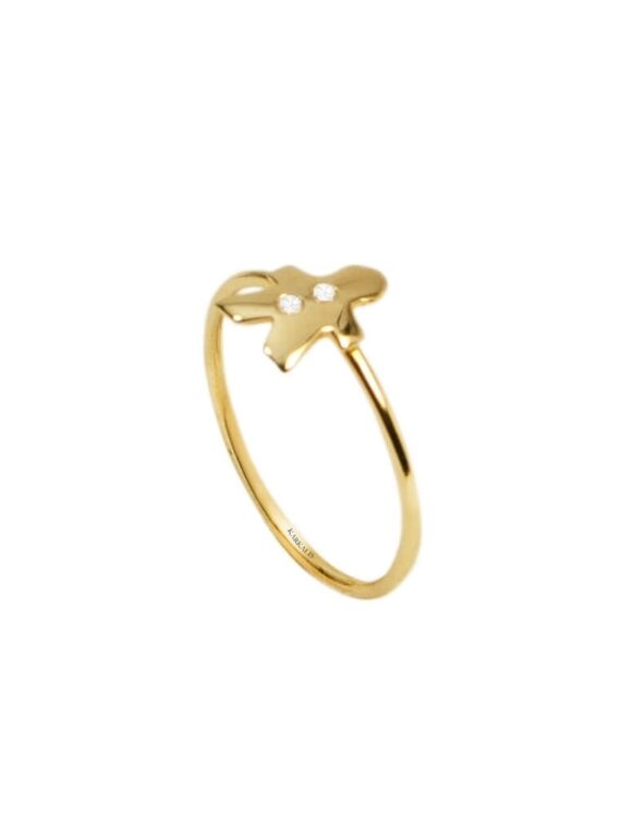 Gold Ring K18, Diamonds 0.015 ct. -0